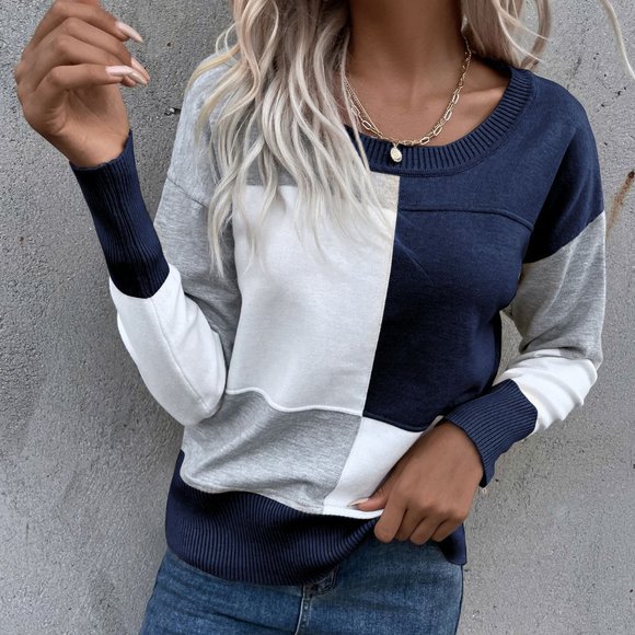 New Colorblock Drop Shoulder Sweater - Picture 6 of 7